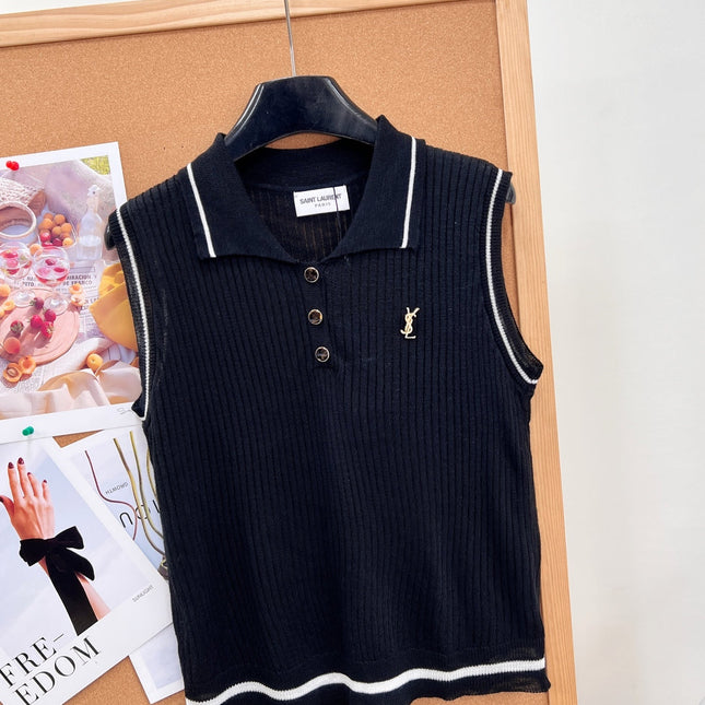 26S SLEEVELESS KNIT POLO TOP 486
