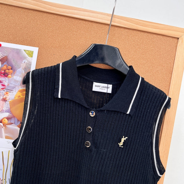 26S SLEEVELESS KNIT POLO TOP 486