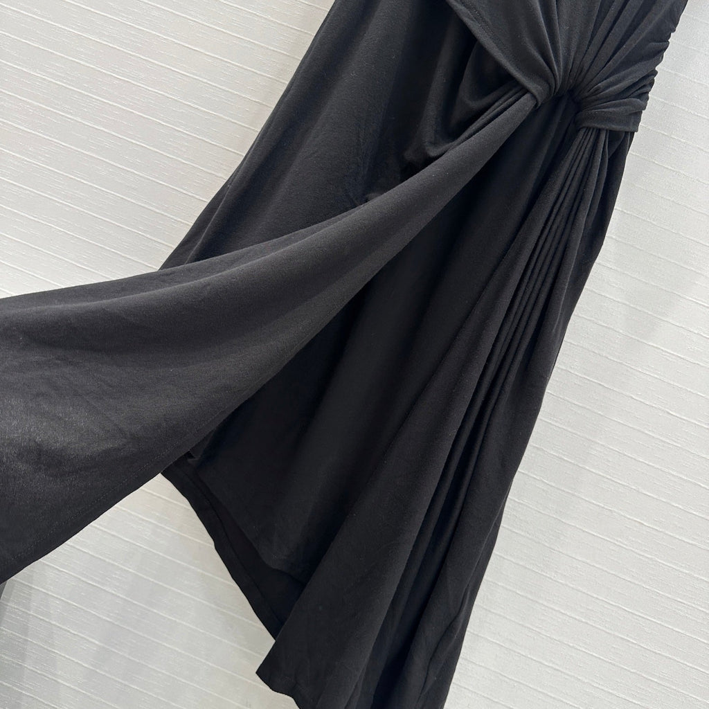 Loewe 25 Knotted Short-sleeved Dress Black Viscose