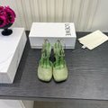 LOEWE 26S EMBELLISHED HIGH HEELS 60 MM IN GREEN CALFSKIN