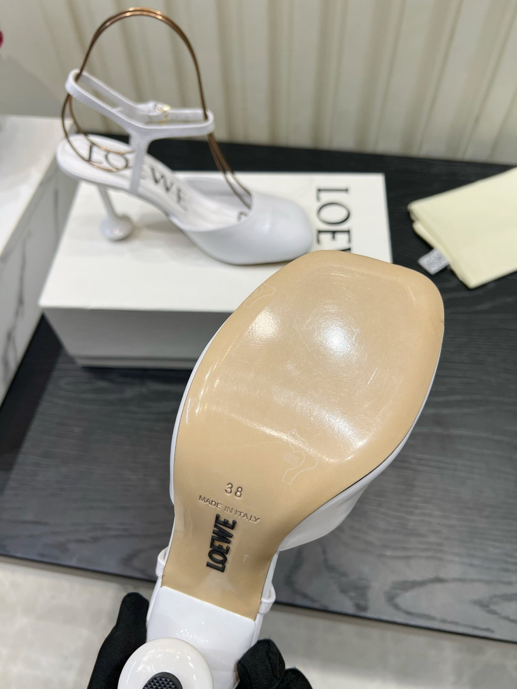LOEWE 26S HIGH HEELS 60 MM IN WHITE CALFSKIN