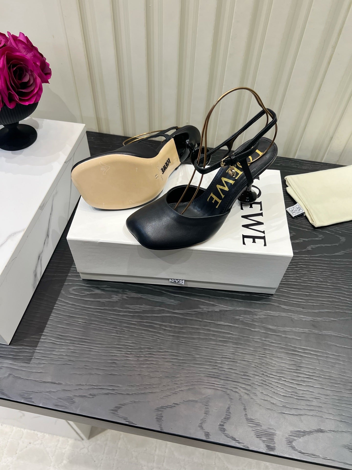 LOEWE 26S HIGH HEELS 60 MM IN BLACK CALFSKIN