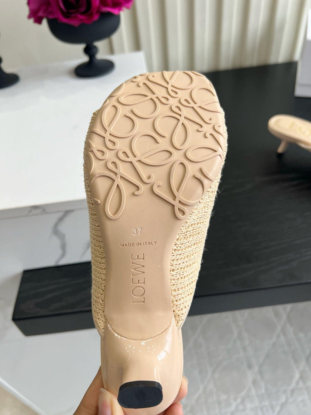 LOEWE 26S HIGH-HEEL SANDALS 45 MM IN BEIGE RAFFIA AND LAMBSKIN