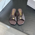 LOEWE 26S SANDALS IN DARK BROWN RAFFIA AND LAMBSKIN