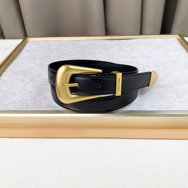 YSL 25S BELT 25 MM IN BLACK CALFSKIN 567661
