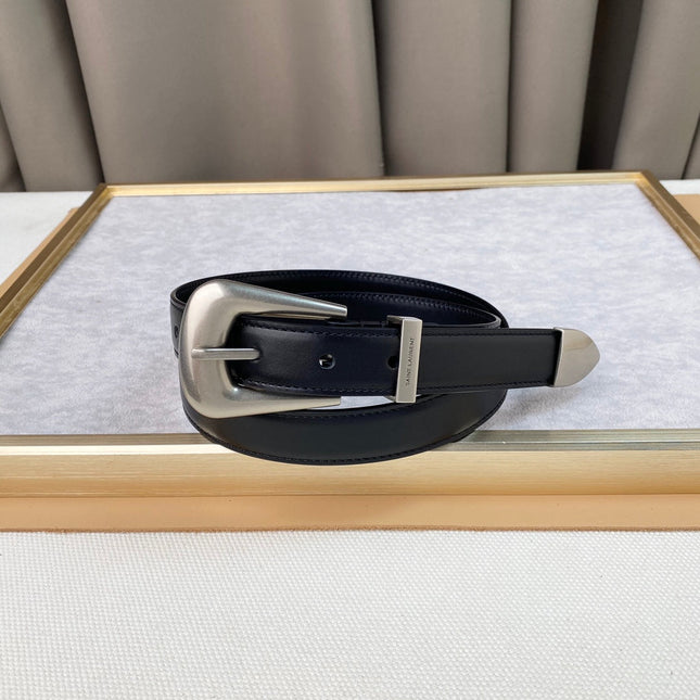 YSL 25S BELT 25 MM IN BLACK CALFSKIN 567660