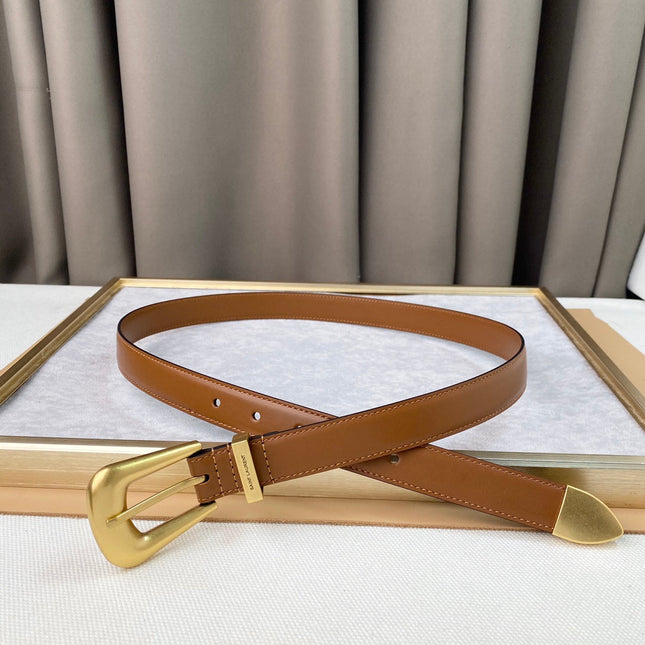 YSL 25S BELT 25 MM IN BROWN CALFSKIN 567656