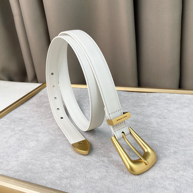 YSL 25S BELT 25 MM IN WHITE CALFSKIN 567658