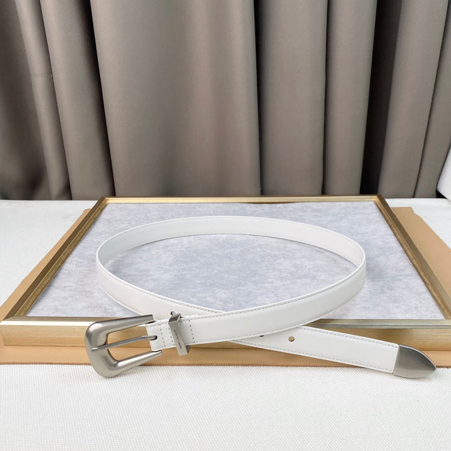 YSL 25S BELT 25 MM IN WHITE CALFSKIN 567659