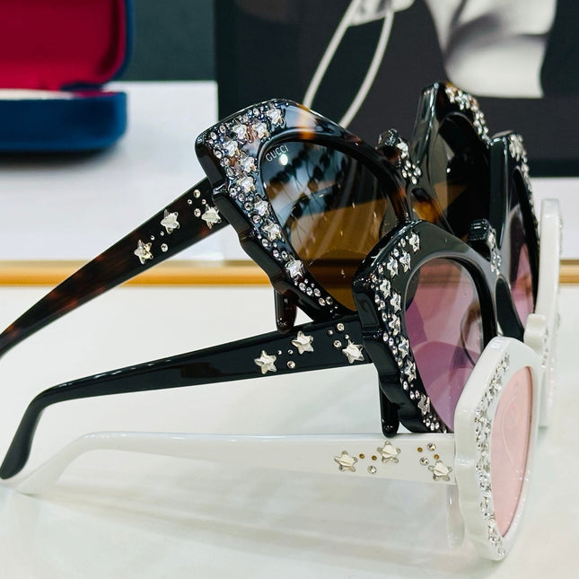 CRYSTAL STUDDED CAT-EYE FRAME SUNGLASSES GG1095S IN ACETATE