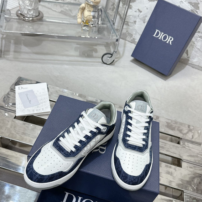 CD OBIQUE SNEAKERS IN WHITE MIX NAVY CALFSKIN