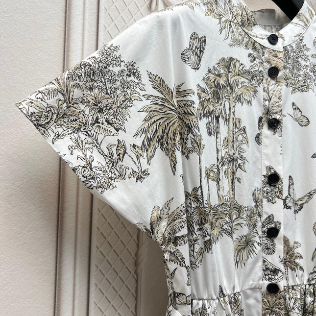 DIOR 25S PRINTED COTTON-SILK DRESS 735