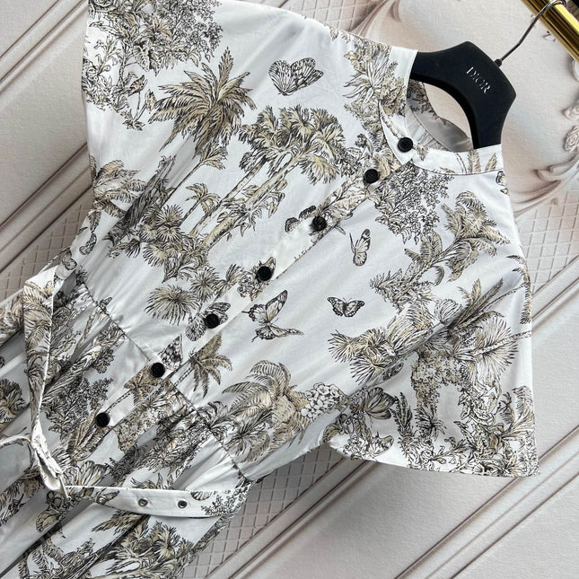 DIOR 25S PRINTED COTTON-SILK DRESS 735