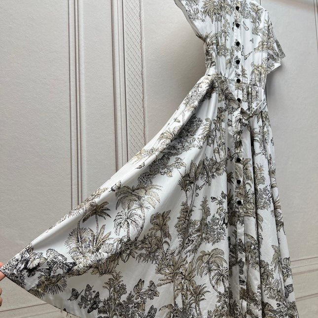 DIOR 25S PRINTED COTTON-SILK DRESS 735