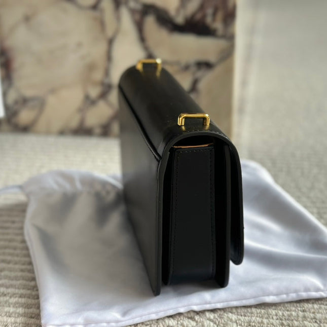 LOE GOYA BAG 23 IN BLACK SILK CALFSKIN