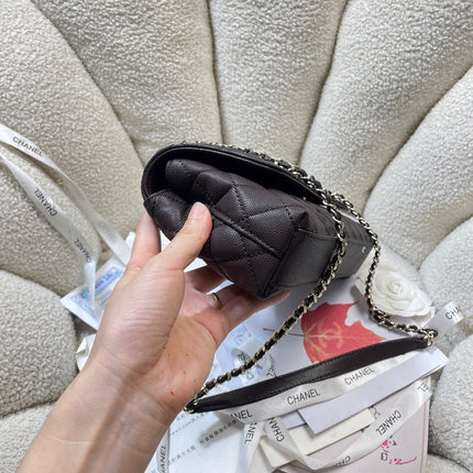 CHANEL 26S COCO HANDLE BAG 32 IN DARK BROWN CAVIAR CALFSKIN GOLD HARDWARE