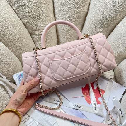CHANEL 26S COCO HANDLE BAG 32 IN LIGHT PINK CAVIAR CALFSKIN GOLD HARDWARE