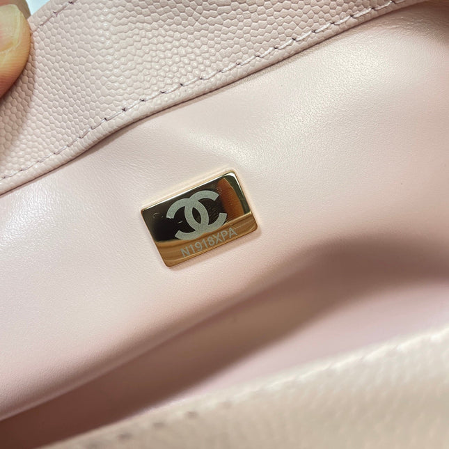 CHANEL 26S COCO HANDLE BAG 32 IN LIGHT PINK CAVIAR CALFSKIN GOLD HARDWARE