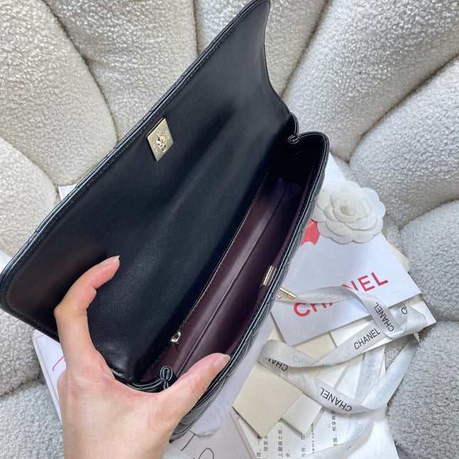 CHANEL 26S COCO HANDLE BAG 32 IN BLACK LAMBSKIN GOLD HARDWARE
