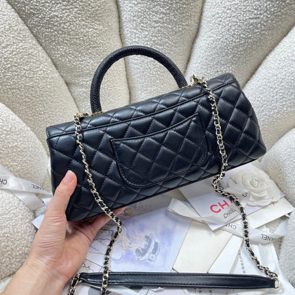 CHANEL 26S COCO HANDLE BAG 32 IN BLACK LAMBSKIN GOLD HARDWARE