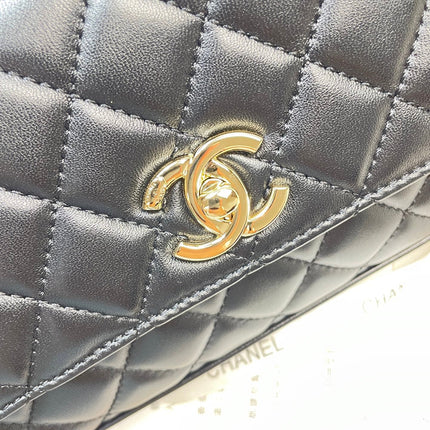 CHANEL 26S COCO HANDLE BAG 32 IN BLACK LAMBSKIN GOLD HARDWARE