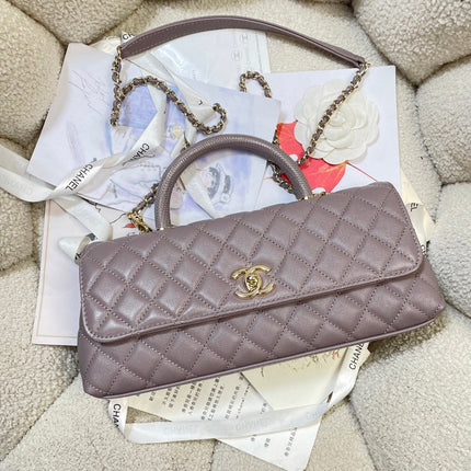 CHANEL 26S COCO HANDLE BAG 32 IN LIGHT PURPLE CAVIAR CALFSKIN GOLD HARDWARE