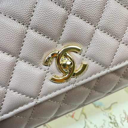 CHANEL 26S COCO HANDLE BAG 32 IN LIGHT PURPLE CAVIAR CALFSKIN GOLD HARDWARE
