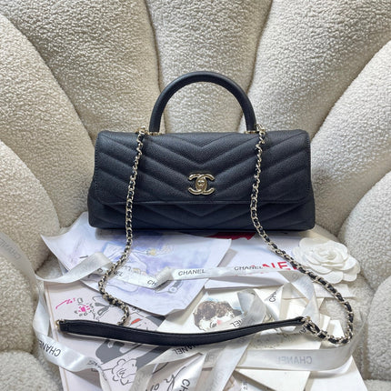 CHANEL 26S COCO HANDLE BAG 32 IN BLACK GRAINED CALFSKIN GOLD HARDWARE