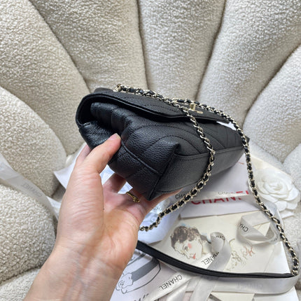 CHANEL 26S COCO HANDLE BAG 32 IN BLACK GRAINED CALFSKIN GOLD HARDWARE