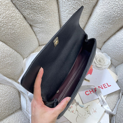 CHANEL 26S COCO HANDLE BAG 32 IN BLACK GRAINED CALFSKIN GOLD HARDWARE