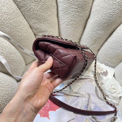 CHANEL 26S COCO HANDLE BAG 32 IN DARK RED CAVIAR CALFSKIN GOLD HARDWARE
