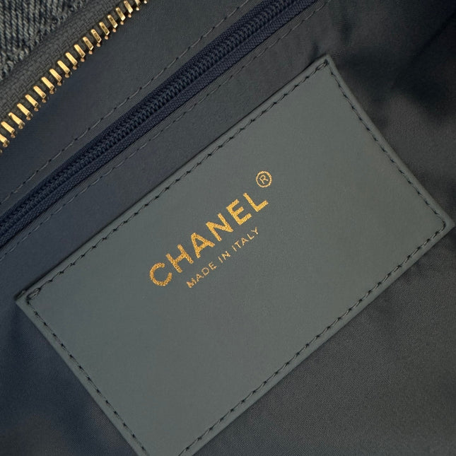 CHANEL 25S HOBO BAG 38 IN BLUE DENIM WITH GOLD HARDWARE