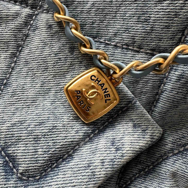 CHANEL 25S HOBO BAG 38 IN BLUE DENIM WITH GOLD HARDWARE