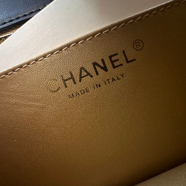 CHANEL 25S CLASSIC FLAP BAG MINI 18 IN BLACK LAMBSKIN WITH GOLD HARDWARE