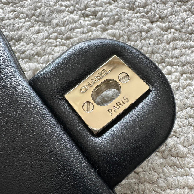 CHANEL 25S CLASSIC FLAP BAG MINI 18 IN BLACK LAMBSKIN WITH GOLD HARDWARE