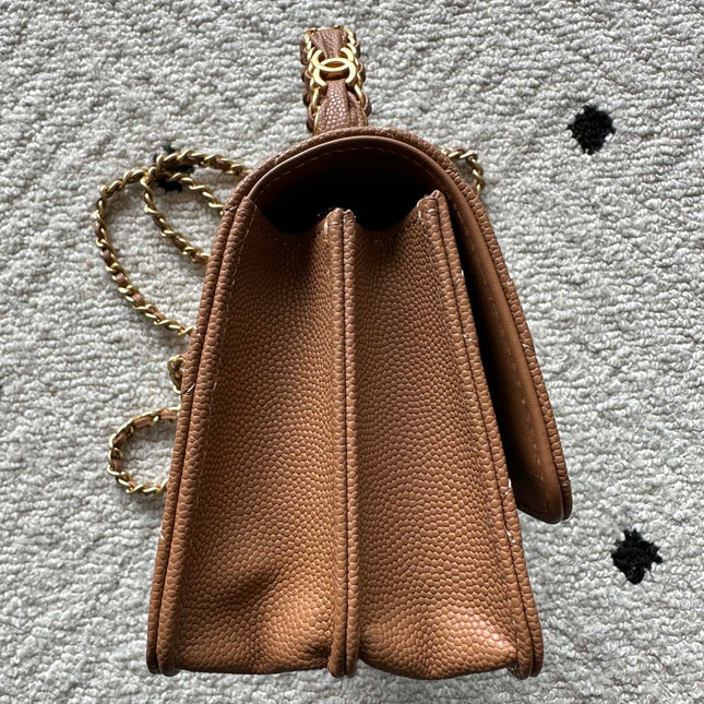 CHANEL 25S CLASSIC WALLET ON CHAIN 19 IN BROWN LAMBSKIN WITH GOLD HARDWARE