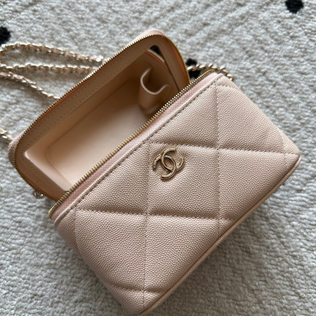 CHANEL 25S VANITY BAG 17 IN LIGHT PINK CAVIAR LEATHER