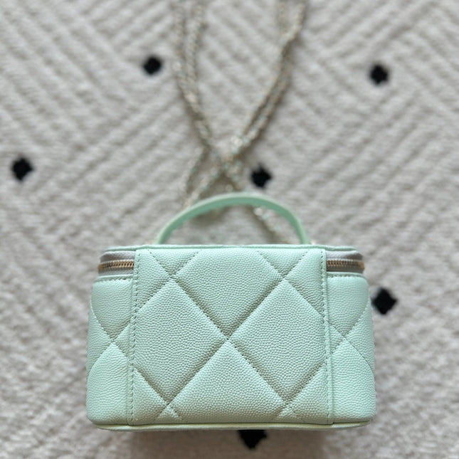 CHANEL 25S VANITY BAG 17 IN MINT GREEN CAVIAR LEATHER