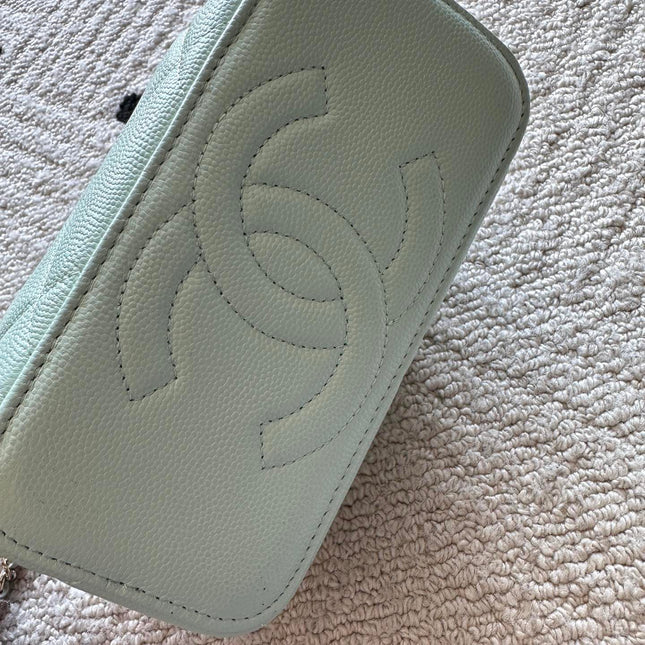 CHANEL 25S VANITY BAG 17 IN MINT GREEN CAVIAR LEATHER