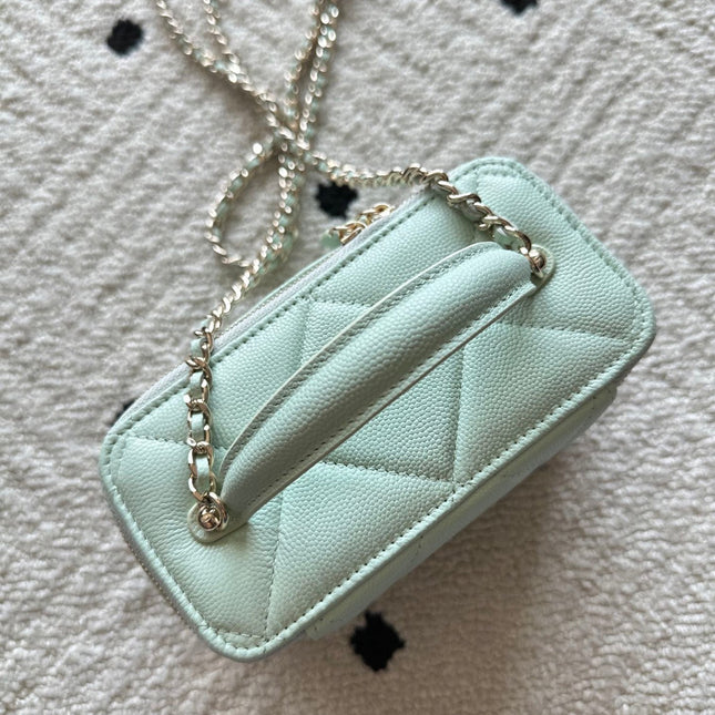 CHANEL 25S VANITY BAG 17 IN MINT GREEN CAVIAR LEATHER