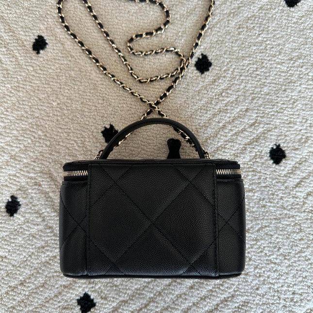 CHANEL 25S VANITY BAG 17 IN BLACK CAVIAR LEATHER WITH GOLD HARDWARE