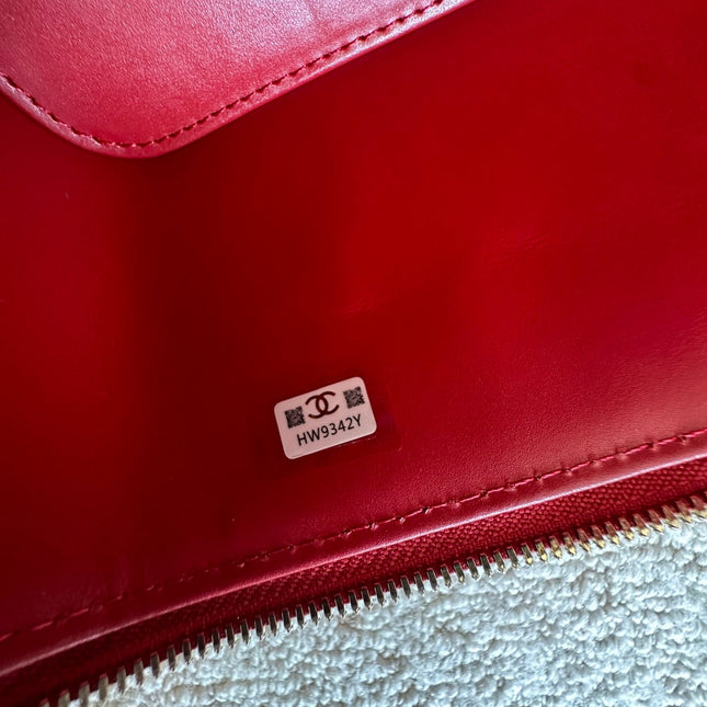 CHANEL 25S VANITY BAG 17 IN RED CAVIAR LEATHER WITH GOLD HARDWARE