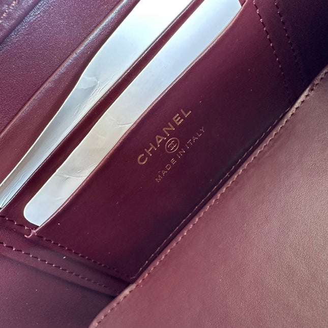 CHANEL 25S VANITY BAG 17 IN DARK RED CAVIAR LEATHER WITH GOLD HARDWARE