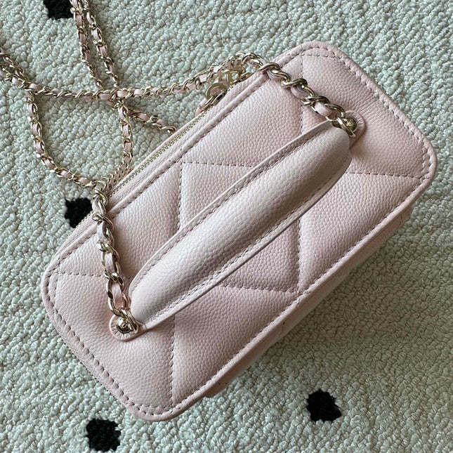 CHANEL 25S VANITY BAG 17 IN LIGHT PINK CAVIAR LEATHER WITH GOLD HARDWARE