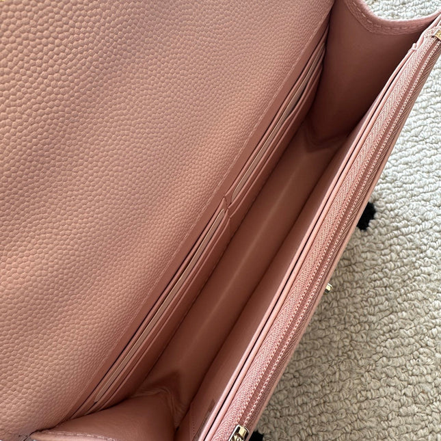 CHANEL 25S MINI FLAP BAG 19 IN LIGHT PINK CAVIAR LEATHER