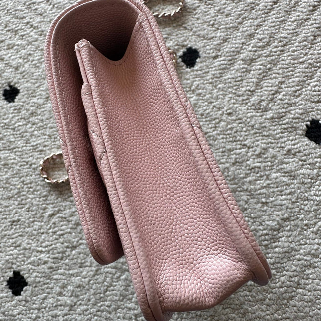 CHANEL 25S MINI FLAP BAG 19 IN LIGHT PINK CAVIAR LEATHER