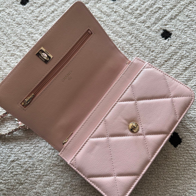 CHANEL 25S MINI FLAP BAG 19 IN LIGHT PINK CAVIAR LEATHER