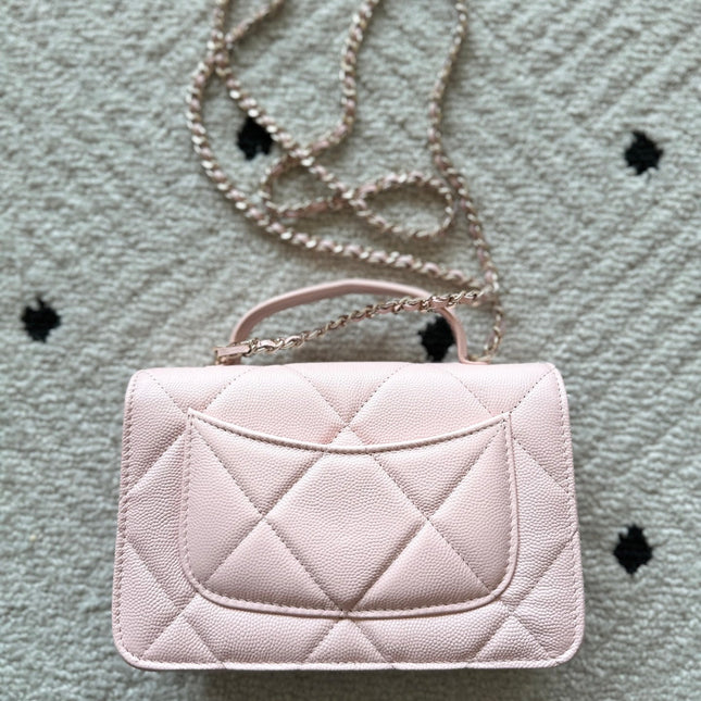 CHANEL 25S MINI FLAP BAG 19 IN LIGHT PINK CAVIAR LEATHER
