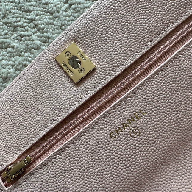 CHANEL 25S MINI FLAP BAG 19 IN LIGHT PINK CAVIAR LEATHER