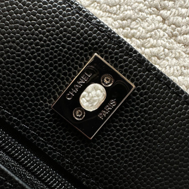 CHANEL 25S MINI FLAP BAG 19 IN BLACK CAVIAR LEATHER